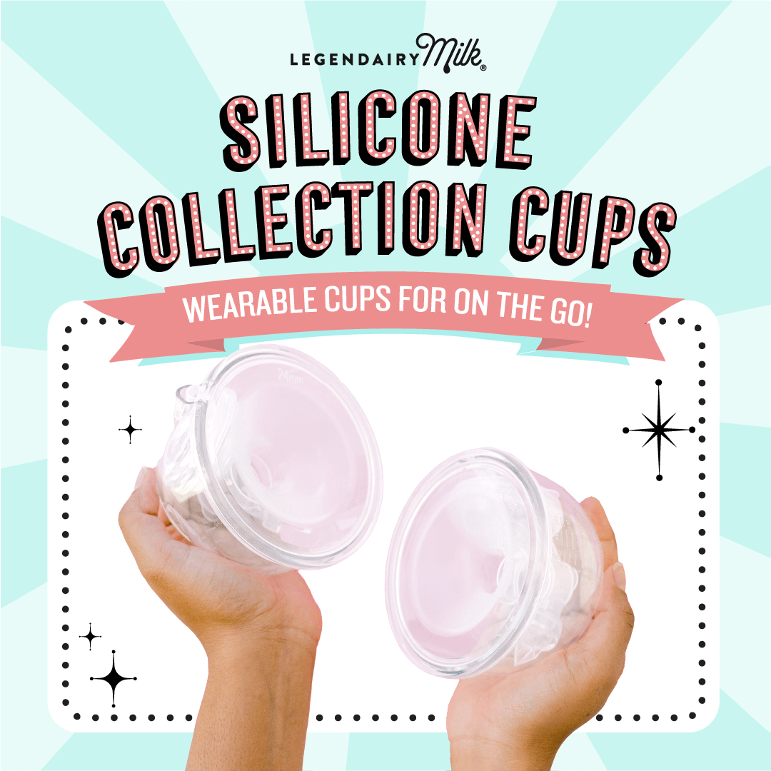 Animated Legendairy Milk Silicone Collection Cups promo — wearable cups for on the go, shown held in two hands