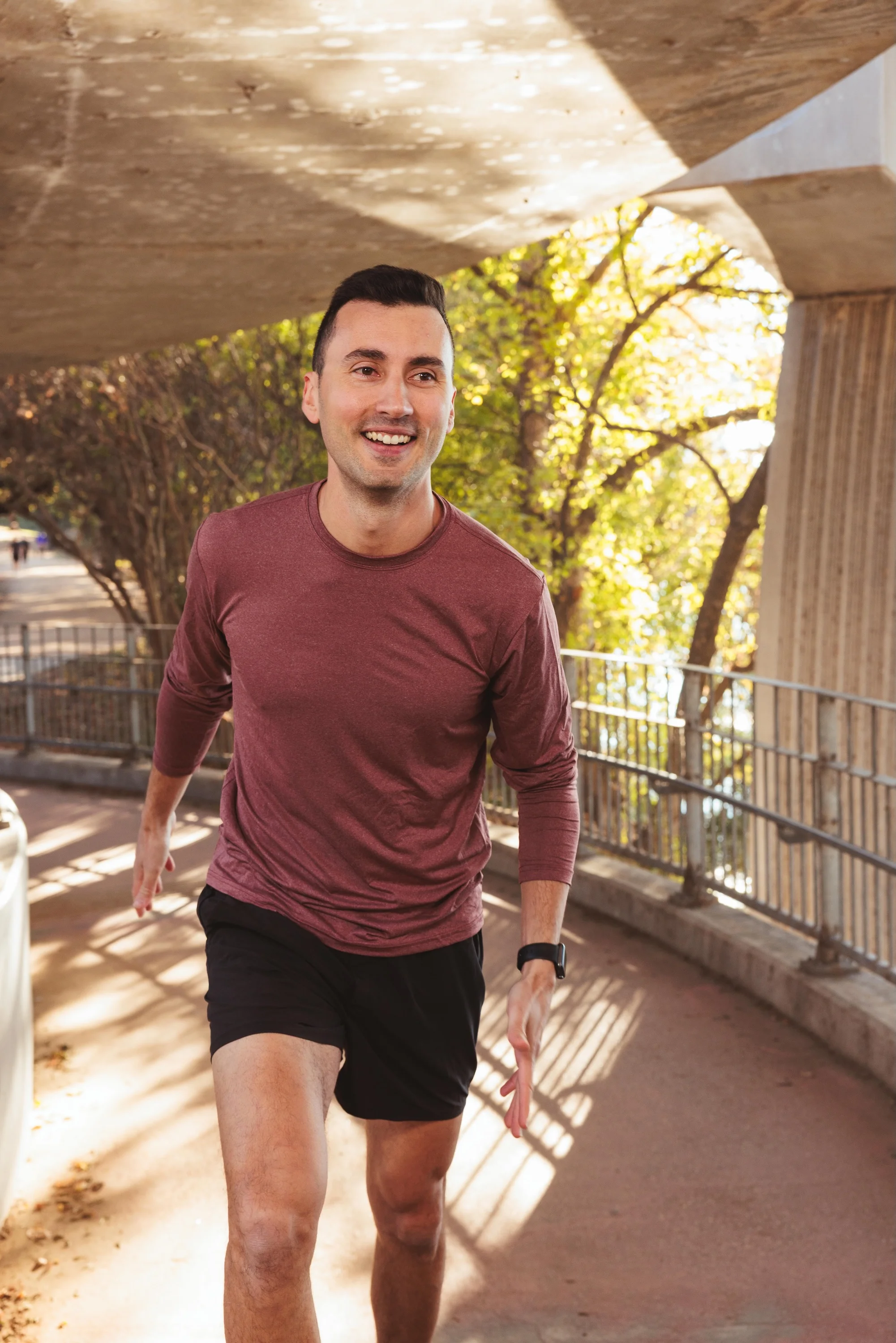 Runner mid-stride outdoors