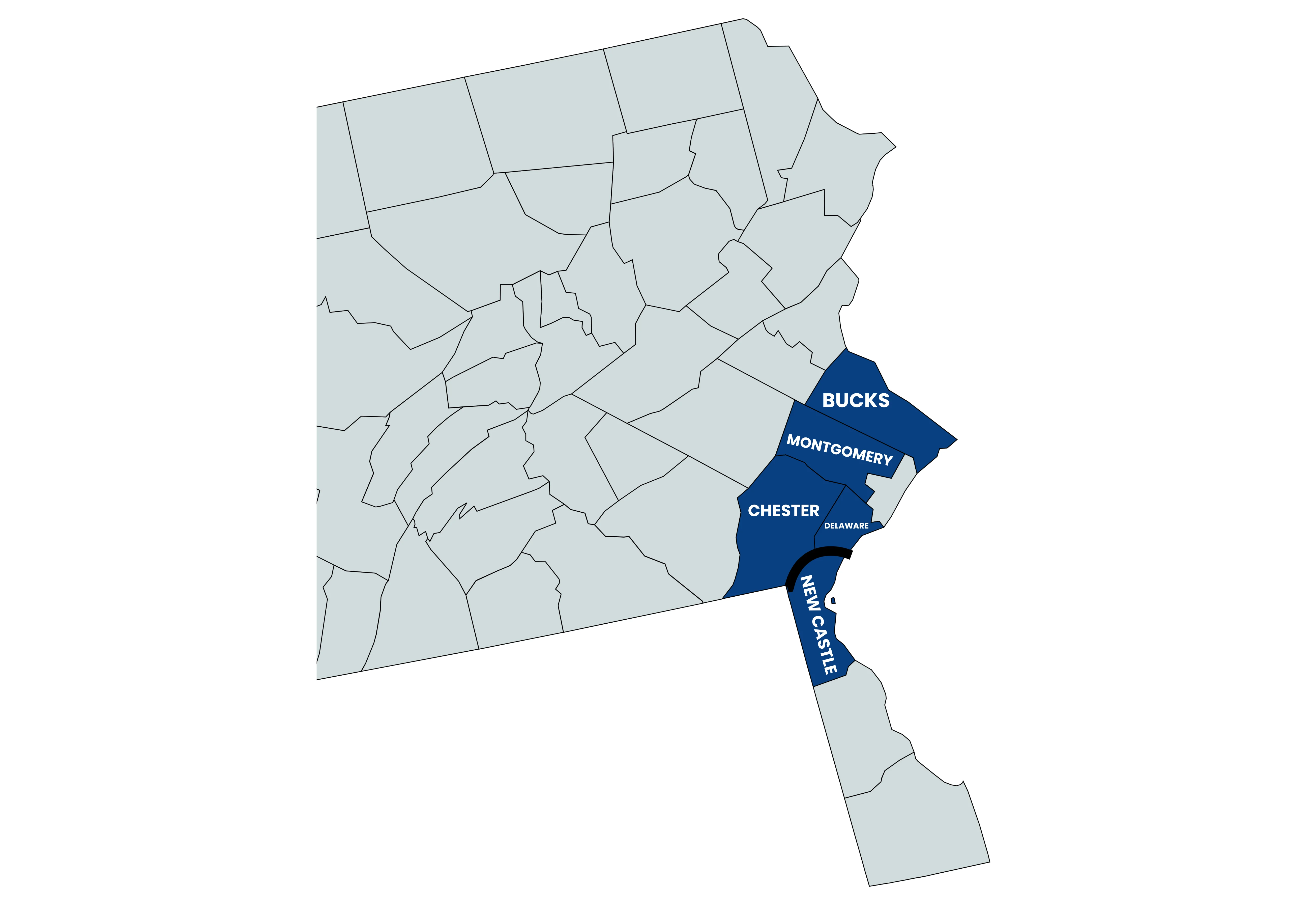 Southeastern Pennsylvania and Northern Delaware service area map