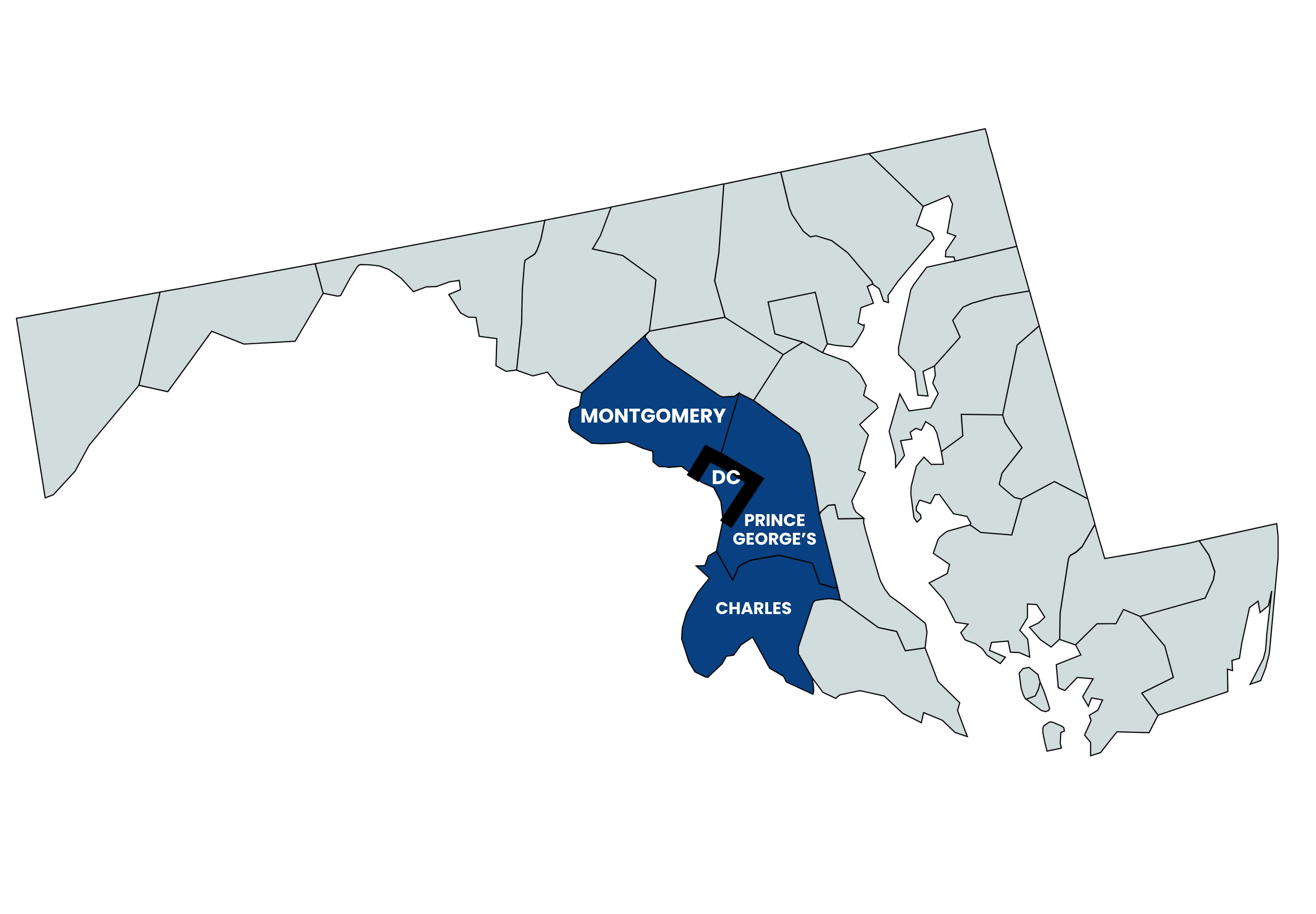 Washington, D.C. and Maryland suburbs service area map